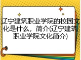 辽宁建筑职业学院的校园文化是什么，简介(辽宁建筑职业学院文化简介)