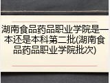 湖南食品药品职业学院是一本还是本科第二批(湖南食品药品职业学院批次)