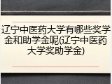 辽宁中医药大学有哪些奖学金和助学金呢(辽宁中医药大学奖助学金)