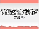 潍坊职业学院奖学金评定细则是怎样的(潍坊奖学金评定细则)