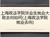上海政法学院毕业生就业大致去向如何(上海政法学院就业去向)