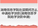 湖南信息学院在读期间怎么申请助学贷款(湖南信息学院助学贷款申请)