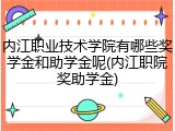 内江职业技术学院有哪些奖学金和助学金呢(内江职院奖助学金)
