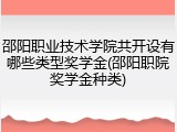 邵阳职业技术学院共开设有哪些类型奖学金(邵阳职院奖学金种类)