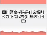四川警察学院是什么级别，公办还是民办(川警级别性质)