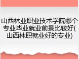 山西林业职业技术学院哪个专业毕业就业前景比较好(山西林职就业好的专业)