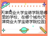 天津商业大学宝德学院是哪里的学校，在哪个城市(天津商业大学宝德学院位置)