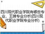 四川现代职业学院有哪些专业，王牌专业分析(四川现代职业学院专业分析)