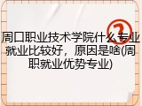 周口职业技术学院什么专业就业比较好，原因是啥(周职就业优势专业)