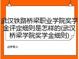 武汉铁路桥梁职业学院奖学金评定细则是怎样的(武汉桥梁学院奖学金细则)