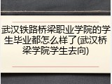 武汉铁路桥梁职业学院的学生毕业都怎么样了(武汉桥梁学院学生去向)