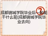 成都锦城学院毕业后一般能干什么呢(成都锦城学院毕业去向)