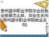 贵州盛华职业学院毕业后就业前景怎么样，毕业生去向(贵州盛华职业学院就业去向)