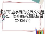 临沂职业学院的校园文化是什么，简介(临沂职院校园文化简介)