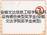 安徽文达信息工程学院共开设有哪些类型奖学金(安徽文达学院奖学金类型)
