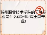 滁州职业技术学院的王牌专业是什么(滁州职院王牌专业)