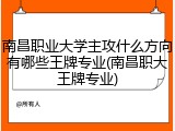 南昌职业大学主攻什么方向有哪些王牌专业(南昌职大王牌专业)