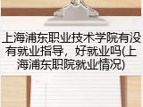 上海浦东职业技术学院有没有就业指导，好就业吗(上海浦东职院就业情况)