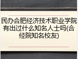民办合肥经济技术职业学院有出过什么知名人士吗(合经院知名校友)