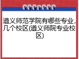遵义师范学院有哪些专业，几个校区(遵义师院专业校区)