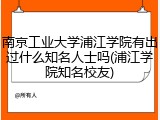 南京工业大学浦江学院有出过什么知名人士吗(浦江学院知名校友)