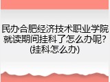 民办合肥经济技术职业学院就读期间挂科了怎么办呢？(挂科怎么办)