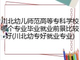 川北幼儿师范高等专科学校哪个专业毕业就业前景比较好(川北幼专好就业专业)