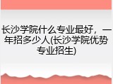 长沙学院什么专业最好，一年招多少人(长沙学院优势专业招生)
