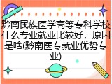 黔南民族医学高等专科学校什么专业就业比较好，原因是啥(黔南医专就业优势专业)