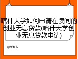 喀什大学如何申请在读间的创业无息贷款(喀什大学创业无息贷款申请)