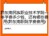 黔东南民族职业技术学院一年学费多少钱，还有哪些费用(黔东南职院学费费用)