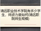清远职业技术学院有多少学生，师资力量如何(清远职院师生规模)