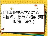 红河职业技术学院是双一流高校吗，简单介绍(红河职院双一流？)