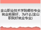 金山职业技术学院哪些专业就业前景好，为什么(金山职院好就业专业)