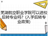 芜湖航空职业学院可以进校后转专业吗？(入学后转专业政策)