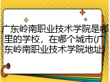 广东岭南职业技术学院是哪里的学校，在哪个城市(广东岭南职业技术学院地址)