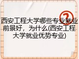 西安工程大学哪些专业就业前景好，为什么(西安工程大学就业优势专业)