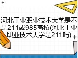 河北工业职业技术大学是不是211或985高校(河北工业职业技术大学是211吗)
