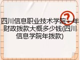 四川信息职业技术学院一年财政拨款大概多少钱(四川信息学院年拨款)