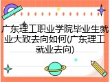 广东理工职业学院毕业生就业大致去向如何(广东理工就业去向)
