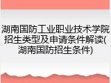 湖南国防工业职业技术学院招生类型及申请条件解读(湖南国防招生条件)