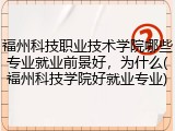 福州科技职业技术学院哪些专业就业前景好，为什么(福州科技学院好就业专业)