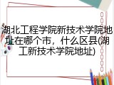 湖北工程学院新技术学院地址在哪个市，什么区县(湖工新技术学院地址)