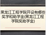 黑龙江工程学院开设有哪些奖学和助学金(黑龙江工程学院奖助学金)