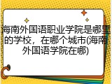 海南外国语职业学院是哪里的学校，在哪个城市(海南外国语学院在哪)