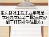 重庆智能工程职业学院是一本还是本科第二批(重庆智能工程职业学院批次)