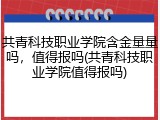 共青科技职业学院含金量量吗，值得报吗(共青科技职业学院值得报吗)