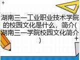 湖南三一工业职业技术学院的校园文化是什么，简介(湖南三一学院校园文化简介)