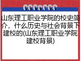 山东理工职业学院的校史简介，什么历史与社会背景下建校的(山东理工职业学院建校背景)
