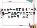 湖南有色金属职业技术学院是一本还是本科第二批(湖南有色是二本吗)